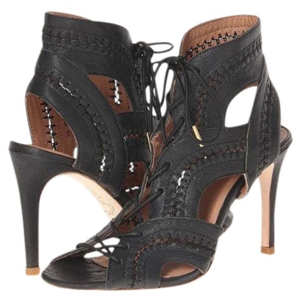 Joie black lace up sexy comfy heels - Picture 3 of 10